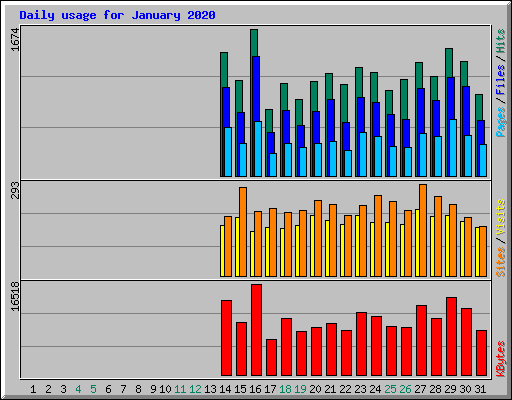 Daily usage for January 2020