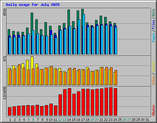 Daily usage for July 2025