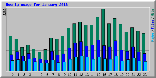 Hourly usage for January 2018